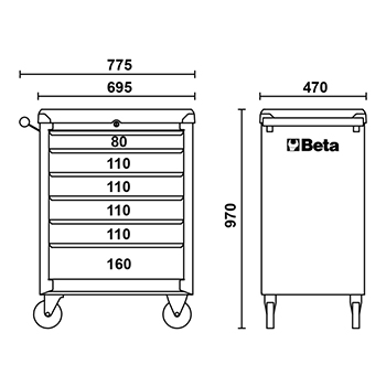 Beta kolica za alat sa 6 fioka  i setom alata od 196 delova C04BOX-A VU-4